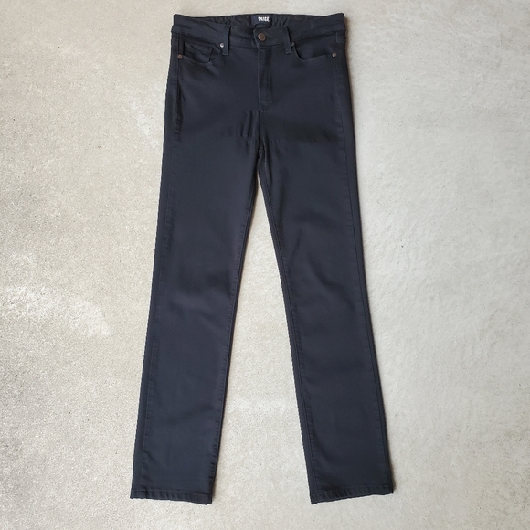PAIGE 29 Hoxton High Rise Straight Leg Slim Casual Jeans in Dark Shadow - Picture 4 of 15